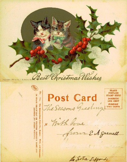 Kittens with Holly, Christmas Wishes