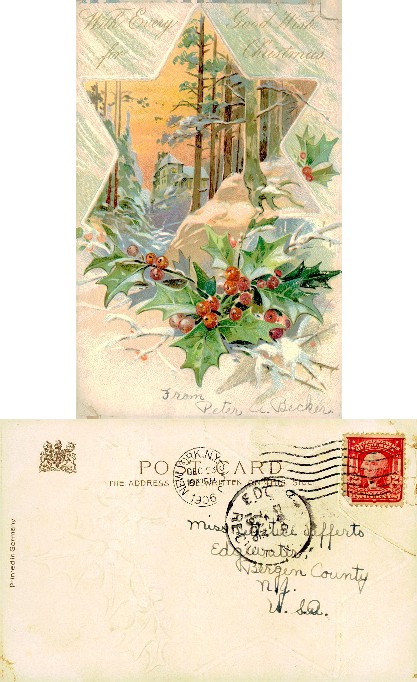 Winter Scene with Holly and House