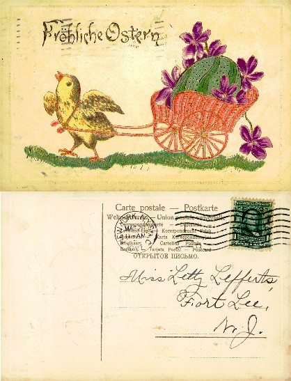 Easter Chick Pulling Egg Cart