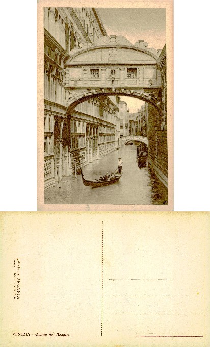 Bridge of Sighs and canal with gondolas