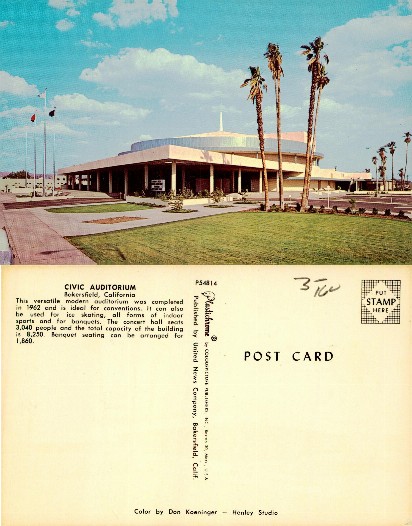 Civic Auditorium Building with Palm Trees