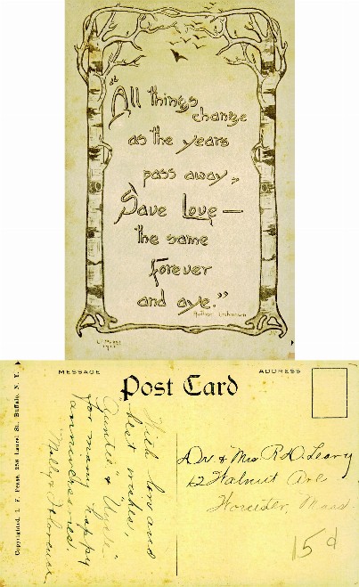 Art Nouveau Quote Card with Birch Trees