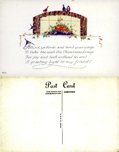 Illustrated Christmas Birds & Window