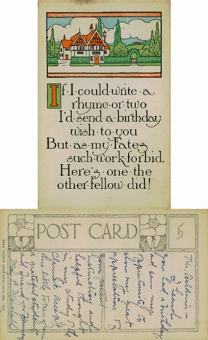 Illustrated Cottage with Birthday Poem