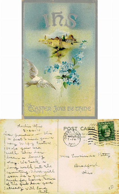 Idealized Town, Dove, & Flowers