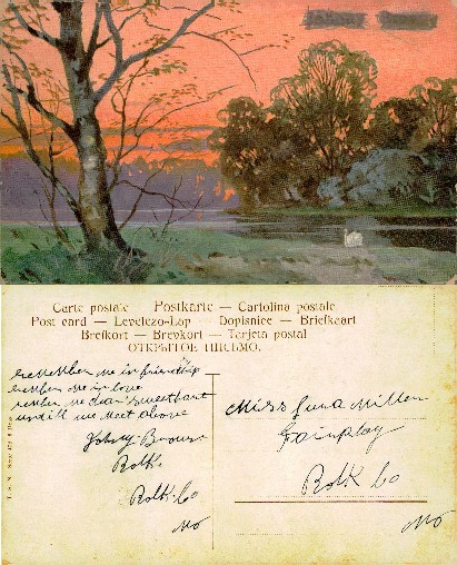 Sunset Landscape with Swan