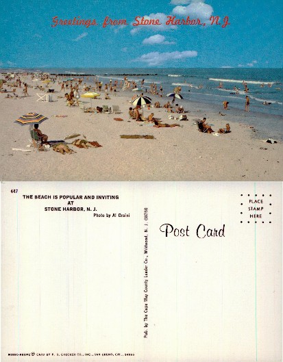 Crowded Beach and Ocean Scene