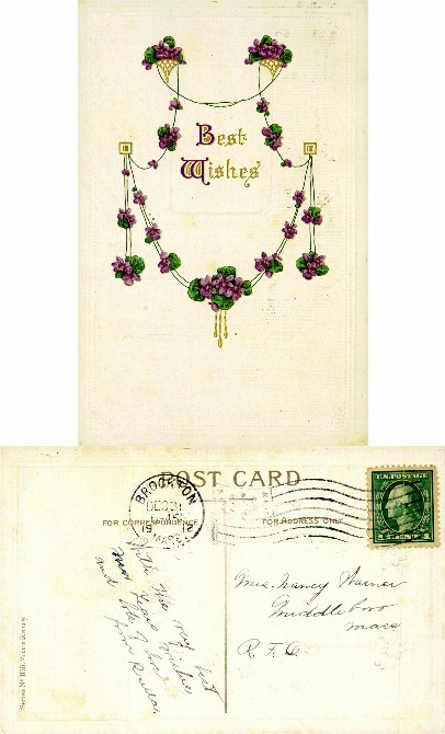 Best Wishes with Violets Garland