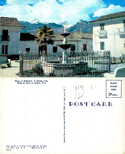Plaza with Fountain and Mountains
