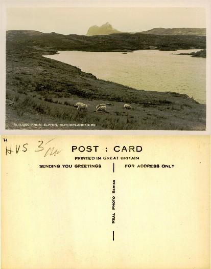 Suilven Mountain and Loch with Sheep