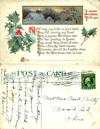 Christmas Holly and Winter Scene