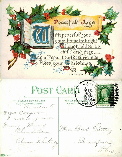Christmas Greeting with Holly and Verse