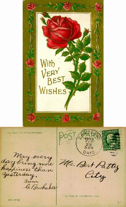 Red Rose with Best Wishes Greeting