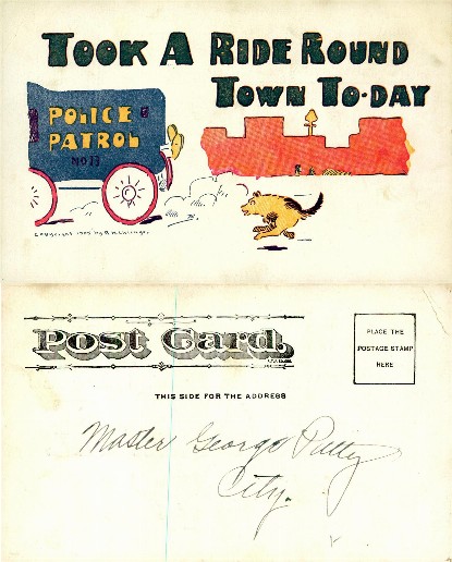 Police Patrol Wagon and Running Dog