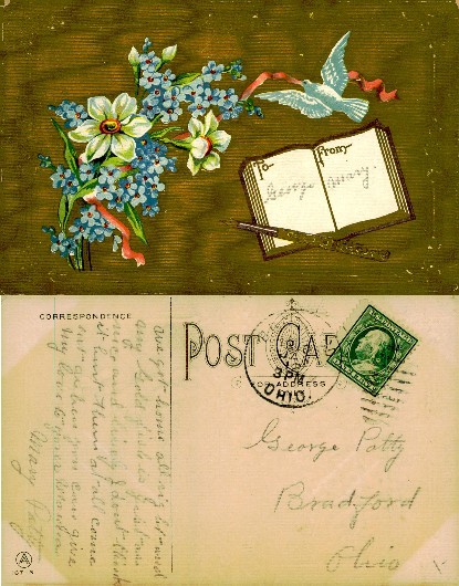 Floral Bouquet, Dove, and Open Book