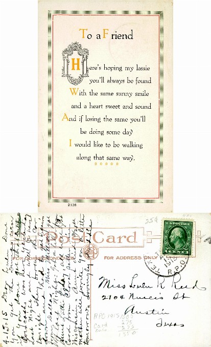 Greeting Card with Initial H and Poem