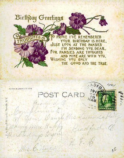 Birthday Greetings with Pansies