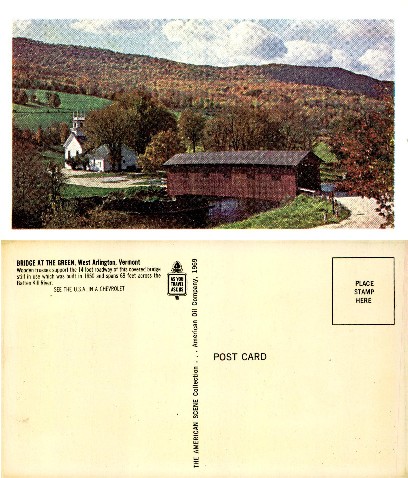 Covered Bridge, Church, Vermont Hills