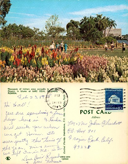 Floral Garden with Walkers & Building