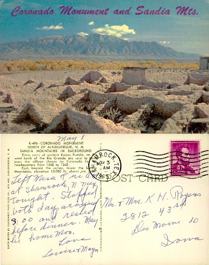Coronado Monument and Sandia Mts.