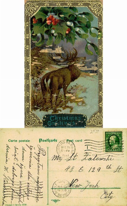 Christmas Deer with Mistletoe