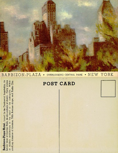 Barbizon-Plaza Hotel overlooking Central Park