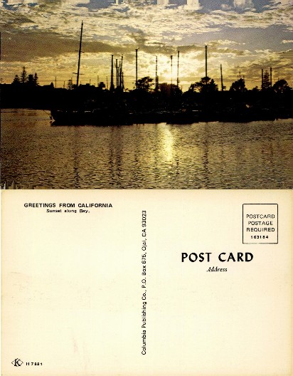 Sunset over a Bay with Sailboats