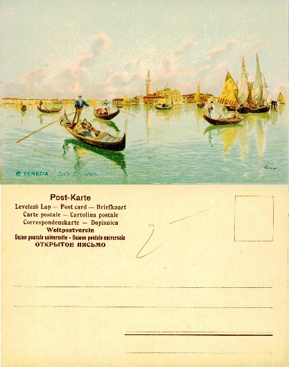 Venice Harbor with Gondolas and Boats