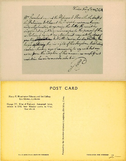 Reproduction of George III Letter