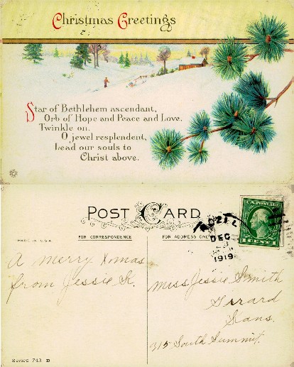 Winter landscape with pine boughs