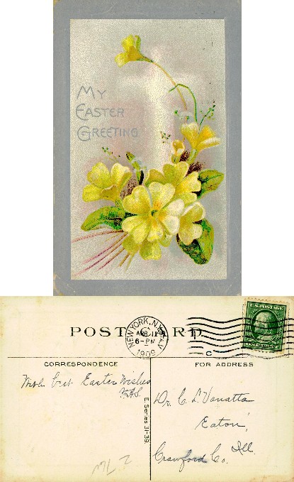 Easter Greeting with Yellow Flowers