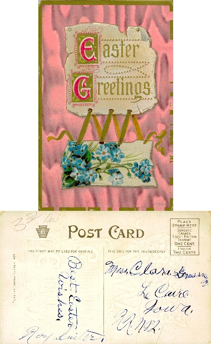 Easter Greetings Card with Flowers