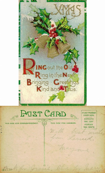 Christmas Bells & Holly with Greeting