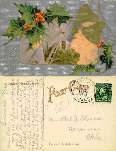 Christmas Holly & Winter Scene