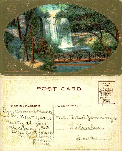 Waterfall and Bridge in Forest Scene