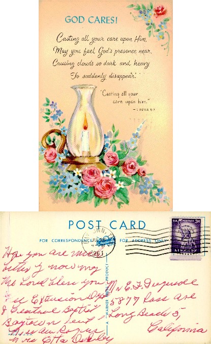 Oil Lamp with Roses and Forget-me-nots