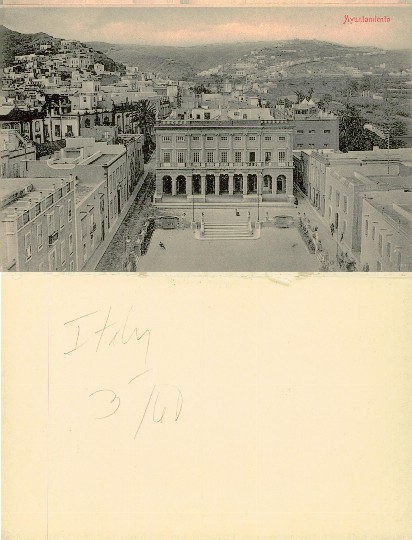 City Hall and Plaza with Hillside Town
