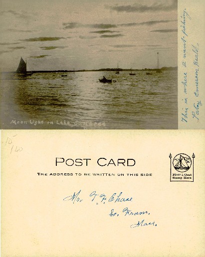 Moonlit Lake with Boats and Rowboat