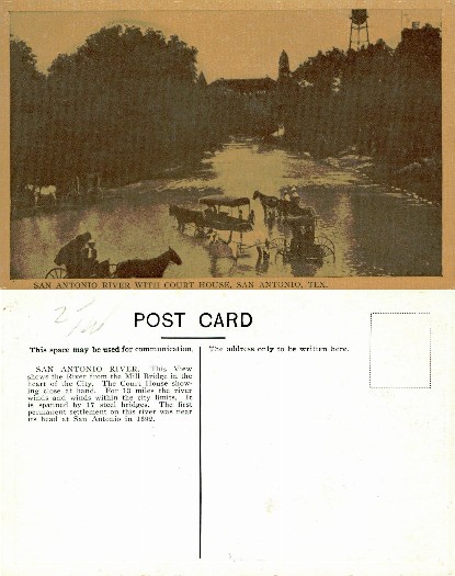 San Antonio River with Courthouse