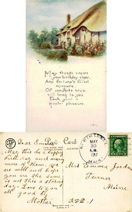 Thatched Cottage with Birthday Verse