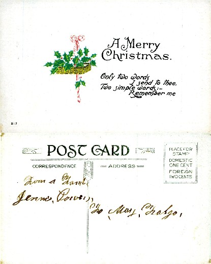 Holly Basket and Christmas Greeting