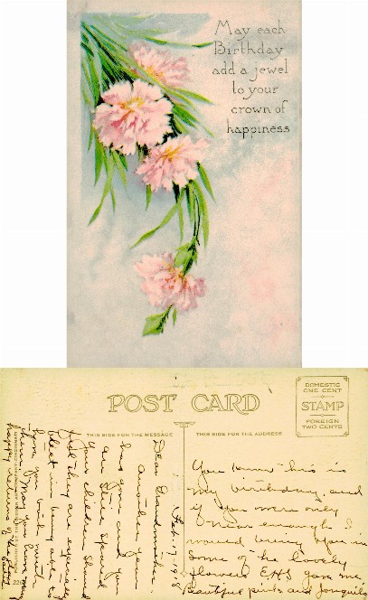 Birthday Greeting with Pink Flowers