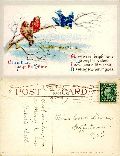 Winter Birds on Snowy Branch, Village