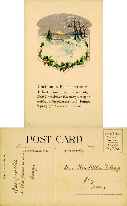 Illustrated Winter Scene with Holly
