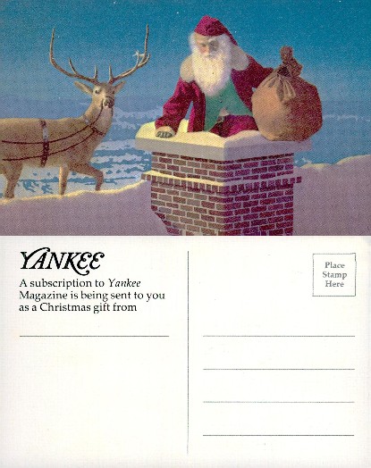 Santa Claus with Reindeer on Rooftop
