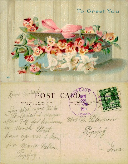 Box of Flowers with Pink Ribbon