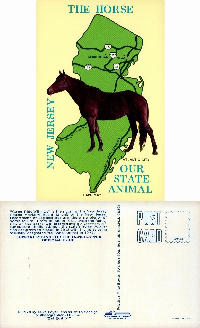 New Jersey State Animal Horse on Map