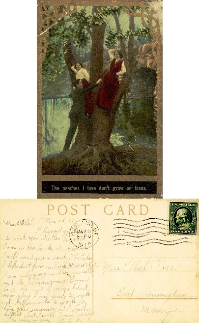 Flirtatious Scene in Woods by Water