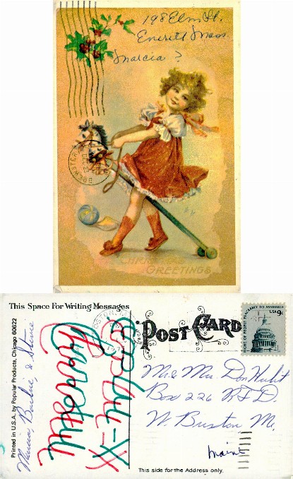 Girl on Hobby Horse, Christmas Greetings