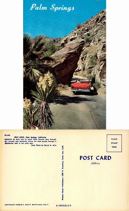 Split Rock Formation in Palm Canyon with Car